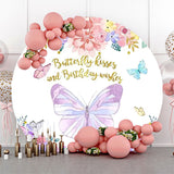 Allenjoy Butterfly Kissed And Birthday Wishes Round Backdrop