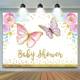 Allenjoy Butterfly Watercolor Floral Girl Baby Shower Backdrop