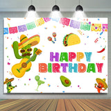 Allenjoy Cactus And Guitar Mexican Fiesta Birthday Backdrop