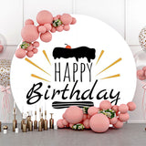 Allenjoy Cake Cherry White Simple Round Birthday Backdrop