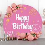 Allenjoy Cake Doughnut Lollipop Pink Birthday Round Backdrop