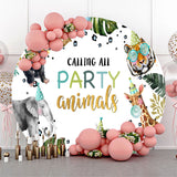 Allenjoy Calling All Animals Monstera Birthday Round Backdrop