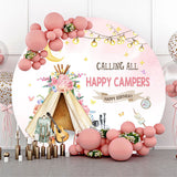 Allenjoy Calling All Happy Campers Round Birthday Backdrop