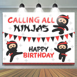 Allenjoy Calling All Ninjas Cartoon Happy Birthday Backdrop