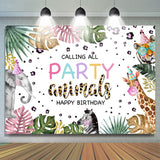 Allenjoy Calling All Party Animals Happy Birthday Backdrop