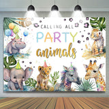 Allenjoy Calling Party Animals Monstera Baby Shower Backdrop