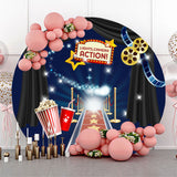 Allenjoy Camera Action Movie Theme Round Birthday Backdrop