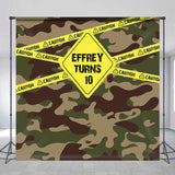 Allenjoy Camouflage Caution Custom 10Th Birthday Backdrop