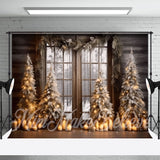 Allenjoy Candles Wood Window Forest Merry Christmas Backdrop