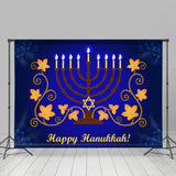 Allenjoy Candlestick Happy Hanukkah Blue Holiday Backdrop