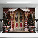 Allenjoy Candy House Door Wall Cedars Merry Christmas Backdrop