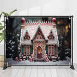 Allenjoy Candy House Xmas Trees Snowy Christmas Backdrop