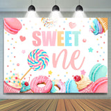 Allenjoy Candyland Donut Sweet One Happy Birthday Backdrop