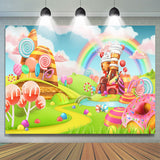 Allenjoy Candyland Theme Lovely Cartoon Dessert Birthday Backdrop