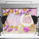 Allenjoy Carriage Balloon Pink Birthday Cake Smash Backdrop