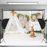 Allenjoy Carrot Patch Gauze Tent Rabbit Birthday Backdrop