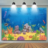 Allenjoy Cartoon Blue Ocean Fish Benthos Birthday Backdrop