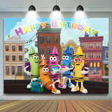 Allenjoy Cartoon Crayon Back To School Birthday Backdrop