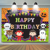 Allenjoy Cartoon Halloween Theme Happy Birthday Party Backdrop