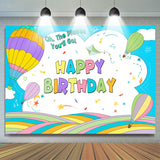 Allenjoy Cartoon Hot Air Balloons Kids Birthday Backdrop