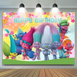 Allenjoy Cartoon Magic Hair Elfs Floral Birthday Backdrop