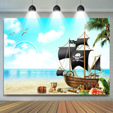 Allenjoy Cartoon Pirate Ship Photography Birthday Backdrop