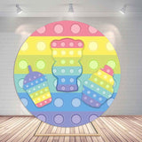 Allenjoy Cartoon Pop It Fidget Toy Round Party Backdrops