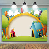 Allenjoy Cartoon Tree House Balloons Backdrop Birthday