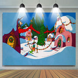 Allenjoy Cartoon Whoville Christmas Deco Happy Birthday Party Backdrop