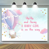 Allenjoy Cat In The Hot Air Balloon Pink Baby Shower Backdrop