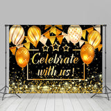 Allenjoy Celebrate Golden Glitter Balloon Graduation Backdrop