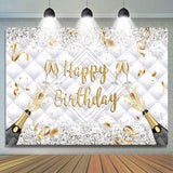 Allenjoy Champagne Bottle Glass Ribbion Happy Birthday Backdrop