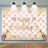 Allenjoy Champagne Bottle Ribbions Happy Birthday Backdrop