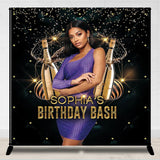 Allenjoy Champagne Glitter Charm Custom Photo Birthday Backdrop