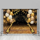 Allenjoy Champagne Gold Glitter Balloon New Year Backdrop