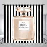 Allenjoy Champagne Perfume Black Stripe Custom Birthday Backdrop