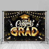 Allenjoy Champagne Scroll Spark Congrats Grad Backdrop