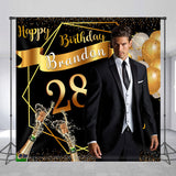 Allenjoy Champagnes Glitter Custom Man 28Th Birthday Backdrop