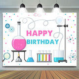 Allenjoy Chemistry Style White Birthday Backdrop Girls