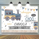 Allenjoy Choo Chugga Trains Balloon Birthday Backdrop Boy