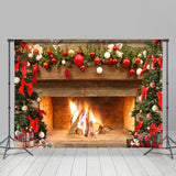 Allenjoy Christmas Backdrop With Warm Christmas Fireplace Bonfire