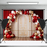 Allenjoy Christmas Balloon Arch White Gate Photo Backdrop