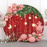 Allenjoy Christmas Balls With Lights Circle Holiday Backdrop