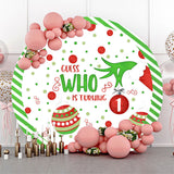 Allenjoy Christmas Dots Round Happy 1St Birthday Backdrop