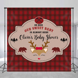 Allenjoy Christmas Red Oh Deer Custom Baby Shower Backdrop