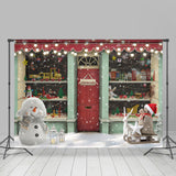 Allenjoy Christmas Shop Glitter Light Snowman Christmas Backdrop