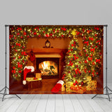 Allenjoy Christmas Tree Fireplace Holiday Christmas Backdrop