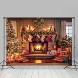 Allenjoy Christmas Tree Fireplace Stocks Photography Backdrop