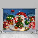 Allenjoy Christmas Tree Santa Dreamy Red House Backdrop