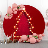 Allenjoy Christmas Tree Simple Red Light Circle Backdrop